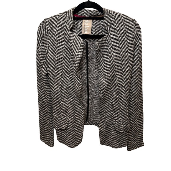 Dolan Left Coast Collection Sweaters - Anthropologie Dolan Cardigan Black White Chevron Herringbone Dark Academia XS